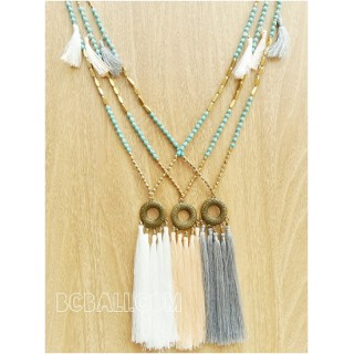 golden beads caps pendant necklaces tassels bali 